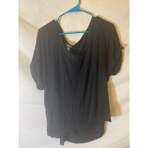 Torrid womens Plus Size 2 2X Black Top Shirt Blouse Lace neck short sleeve